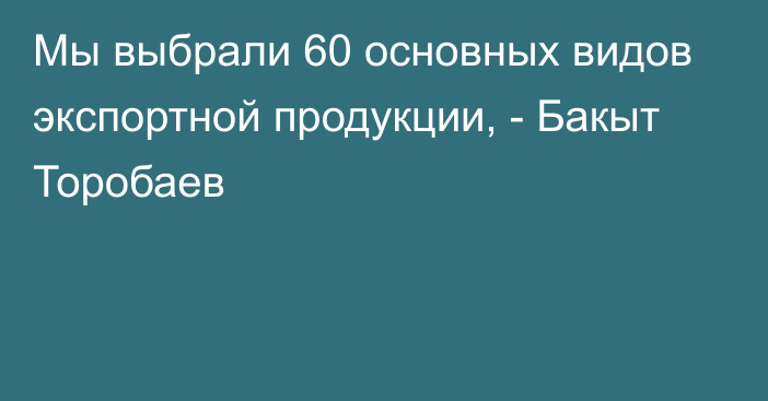 Мы выбрали 60 основных видов экспортной продукции, - Бакыт Торобаев