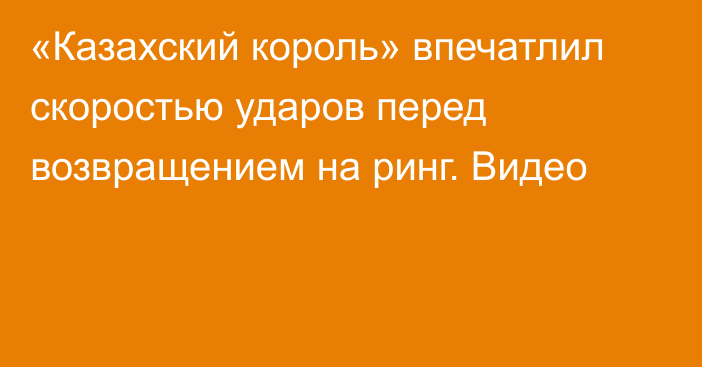 «Казахский король» впечатлил скоростью ударов перед возвращением на ринг. Видео