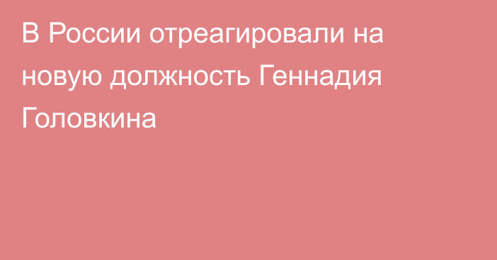 В России отреагировали на новую должность Геннадия Головкина