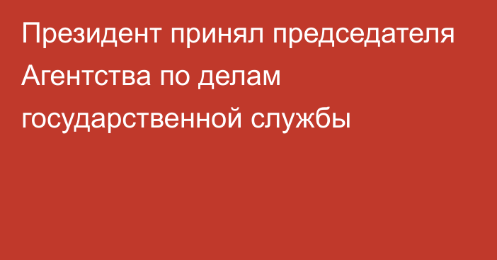 Президент принял председателя Агентства по делам государственной службы