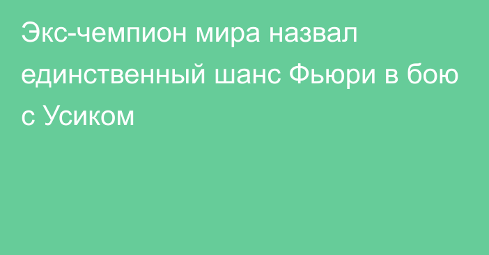 Экс-чемпион мира назвал единственный шанс Фьюри в бою с Усиком