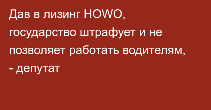 Дав в лизинг HOWO, государство штрафует и не позволяет работать водителям, - депутат