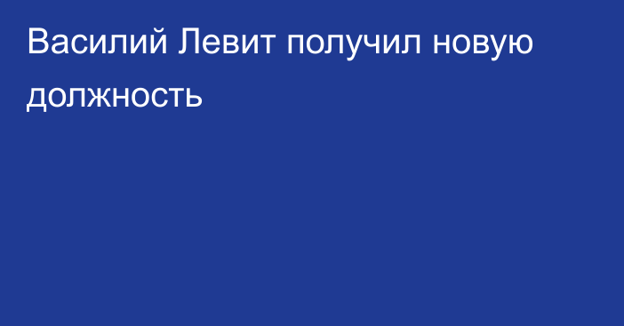 Василий Левит получил новую должность