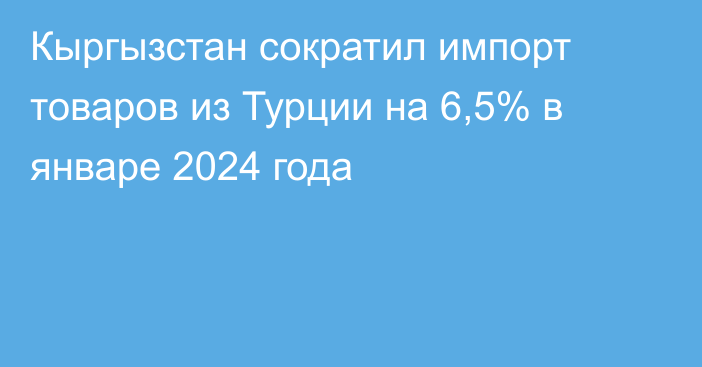 Кыргызстан сократил импорт товаров из Турции на 6,5% в январе 2024 года