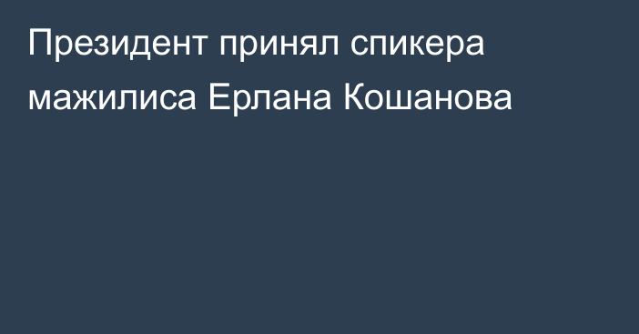 Президент принял спикера мажилиса Ерлана Кошанова