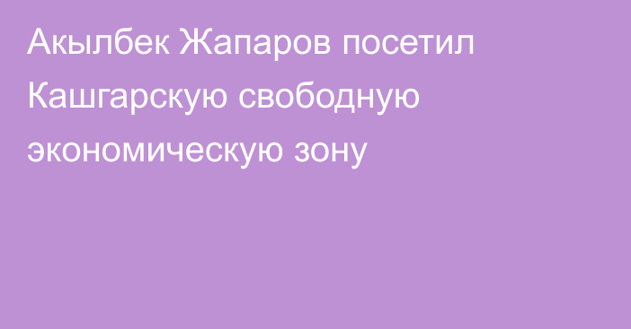 Акылбек Жапаров посетил Кашгарскую свободную экономическую зону