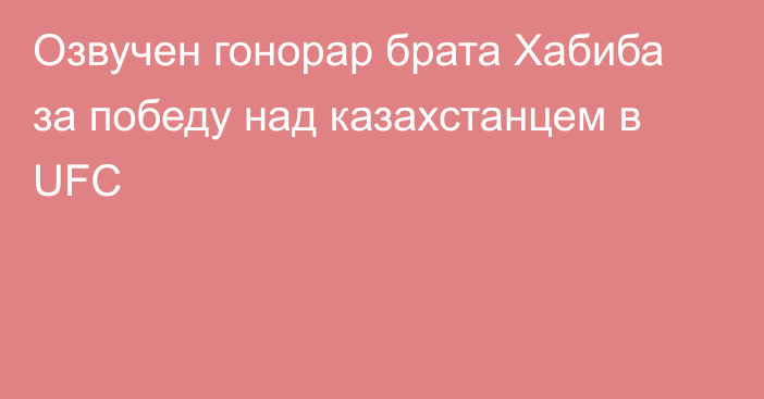 Озвучен гонорар брата Хабиба за победу над казахстанцем в UFC