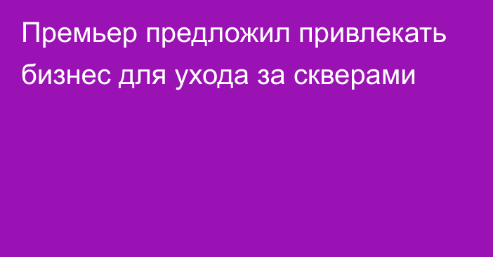 Премьер предложил привлекать бизнес для ухода за скверами