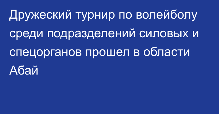 Дружеский турнир по волейболу среди подразделений силовых и спецорганов прошел в области Абай