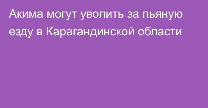 Акима могут уволить за пьяную езду в Карагандинской области