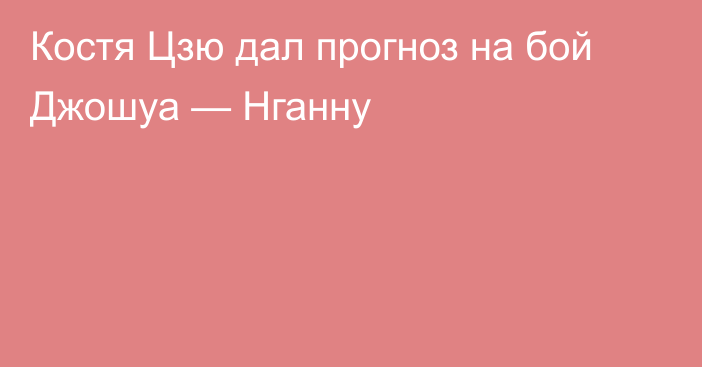 Костя Цзю дал прогноз на бой Джошуа — Нганну