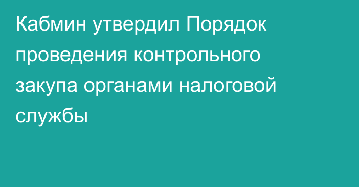 Кабмин утвердил Порядок проведения контрольного закупа органами налоговой службы