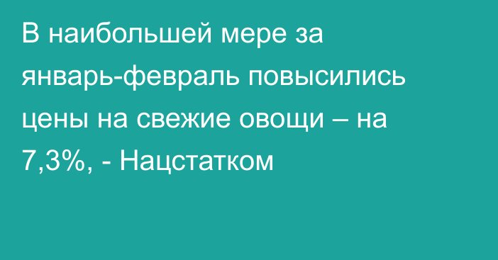 В наибольшей мере за январь-февраль повысились цены на свежие овощи – на 7,3%, - Нацстатком