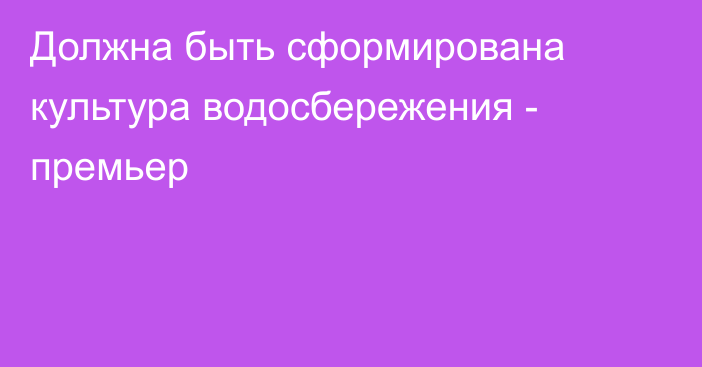 Должна быть сформирована культура водосбережения - премьер