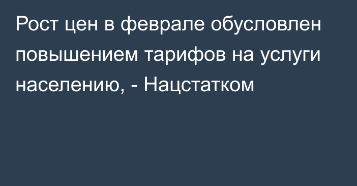 Рост цен в феврале обусловлен повышением тарифов на услуги населению, - Нацстатком