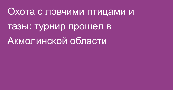 Охота с ловчими птицами и тазы: турнир прошел в Акмолинской области