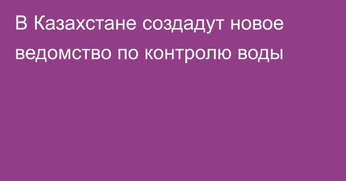 В Казахстане создадут новое ведомство по контролю воды