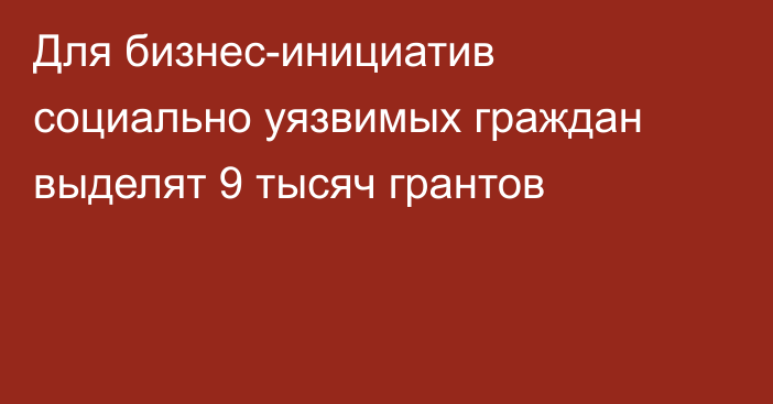 Для бизнес-инициатив социально уязвимых граждан выделят 9 тысяч грантов