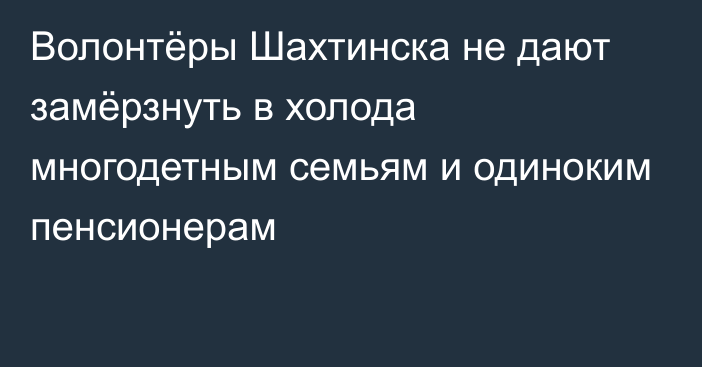 Волонтёры Шахтинска не дают замёрзнуть в холода многодетным семьям и одиноким пенсионерам