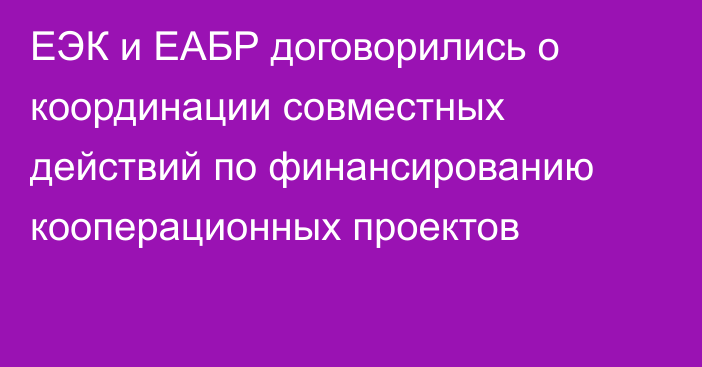 ЕЭК и ЕАБР договорились о координации совместных действий по финансированию кооперационных проектов