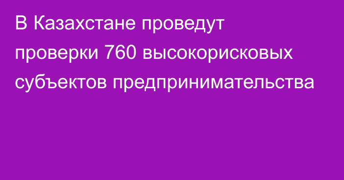 В Казахстане проведут проверки 760 высокорисковых субъектов предпринимательства