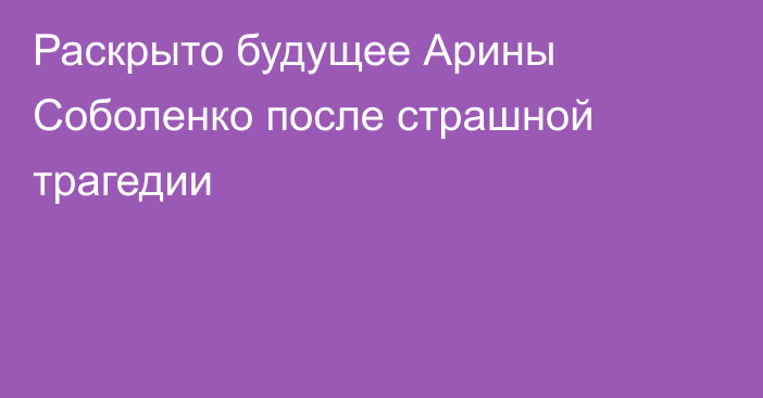 Раскрыто будущее Арины Соболенко после страшной трагедии