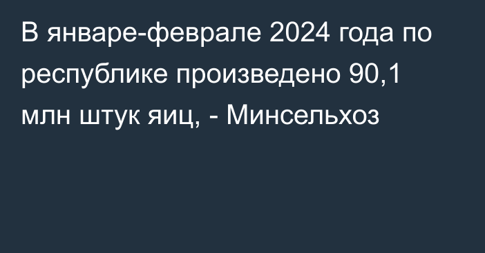 В январе-феврале 2024 года по республике произведено 90,1 млн штук яиц, - Минсельхоз