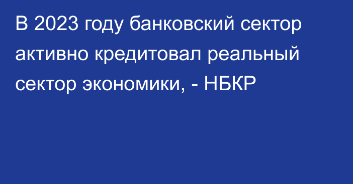 В 2023 году банковский сектор активно кредитовал реальный сектор экономики, - НБКР