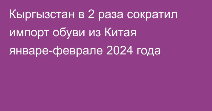 Кыргызстан в 2 раза сократил импорт обуви из Китая январе-феврале 2024 года