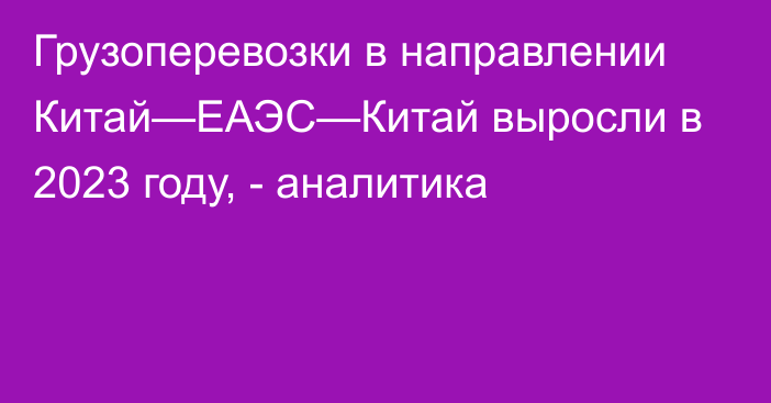 Грузоперевозки в направлении Китай—ЕАЭС—Китай выросли в 2023 году, - аналитика