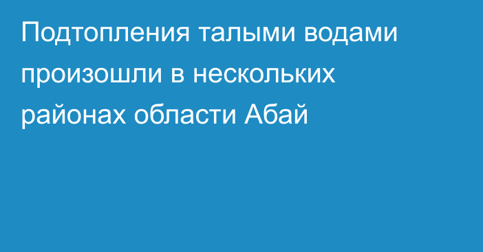 Подтопления талыми водами произошли в нескольких районах области Абай