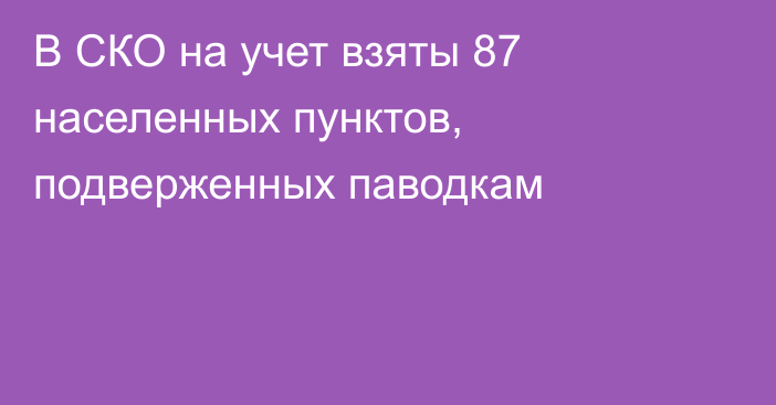 В СКО на учет взяты 87 населенных пунктов, подверженных паводкам