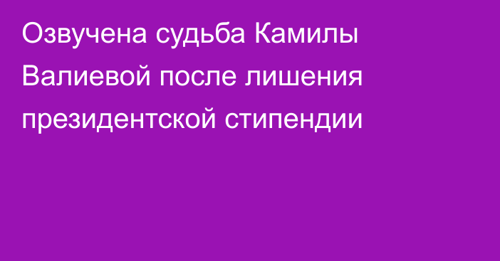 Озвучена судьба Камилы Валиевой после лишения президентской стипендии