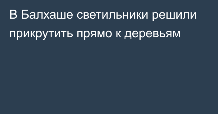 В Балхаше светильники решили прикрутить прямо к деревьям