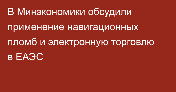 В Минэкономики обсудили применение навигационных пломб и электронную торговлю в ЕАЭС