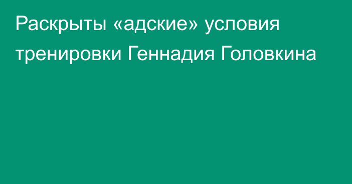 Раскрыты «адские» условия тренировки Геннадия Головкина