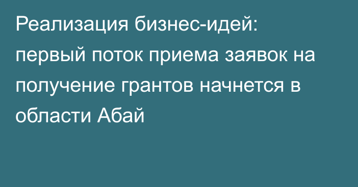 Реализация бизнес-идей: первый поток приема заявок на получение грантов начнется в области Абай