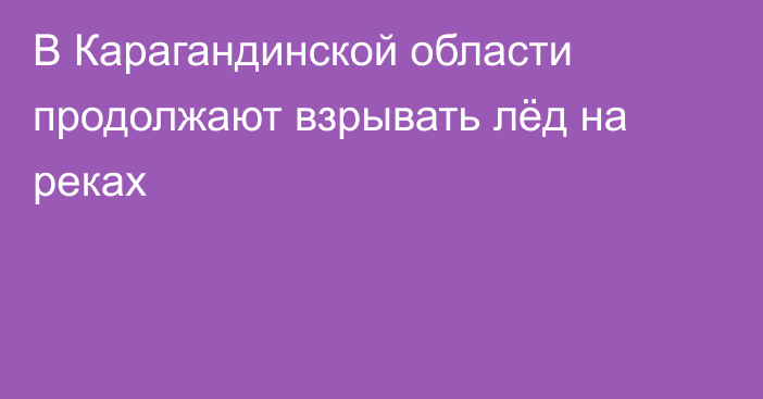 В Карагандинской области продолжают взрывать лёд на реках