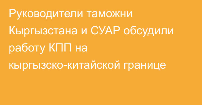 Руководители таможни Кыргызстана и СУАР обсудили работу КПП на кыргызско-китайской границе