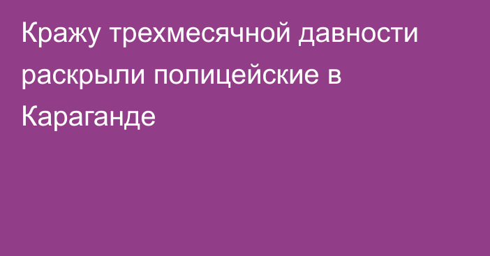 Кражу трехмесячной давности раскрыли полицейские в Караганде