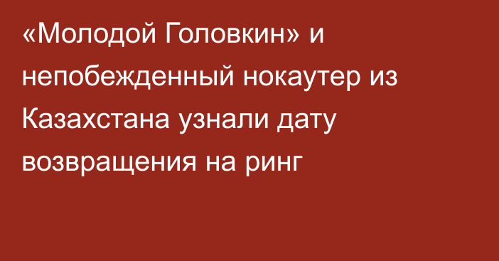 «Молодой Головкин» и непобежденный нокаутер из Казахстана узнали дату возвращения на ринг