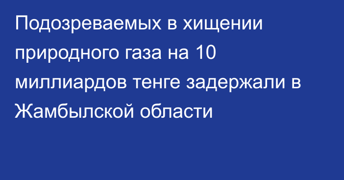 Подозреваемых в хищении природного газа на 10 миллиардов тенге задержали в Жамбылской области