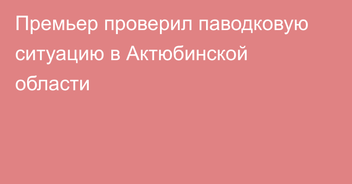 Премьер проверил паводковую ситуацию в Актюбинской области