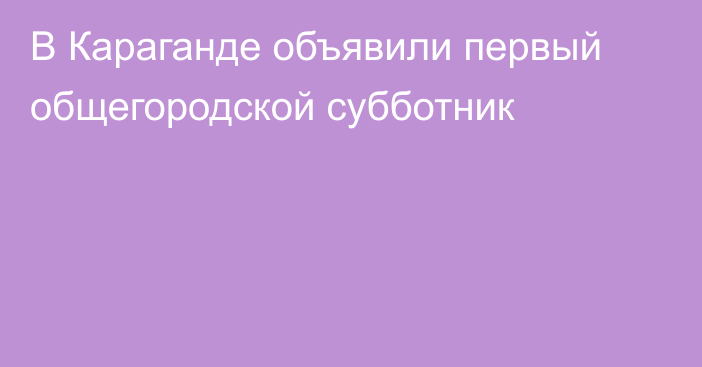 В Караганде объявили первый общегородской субботник