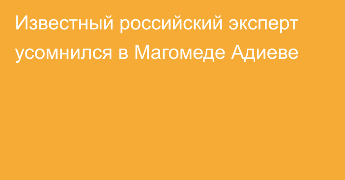 Известный российский эксперт усомнился в Магомеде Адиеве