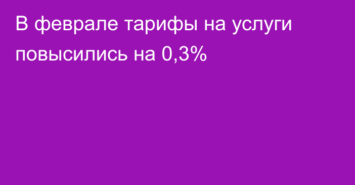 В феврале тарифы на услуги повысились на 0,3%