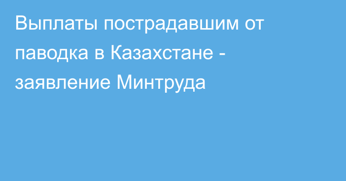 Выплаты пострадавшим от паводка в Казахстане - заявление Минтруда