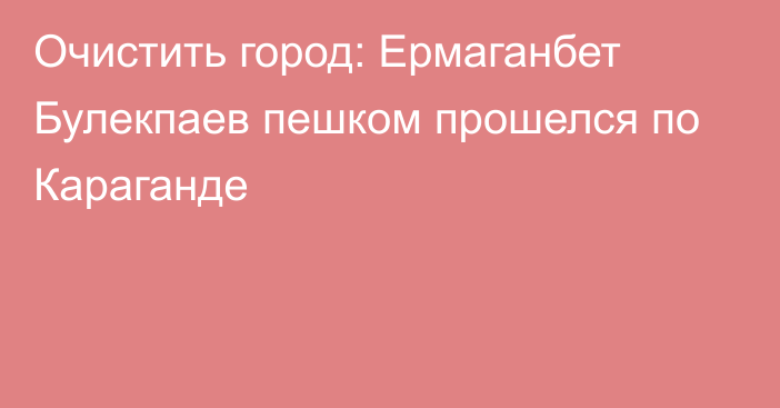 Очистить город: Ермаганбет Булекпаев пешком прошелся по Караганде