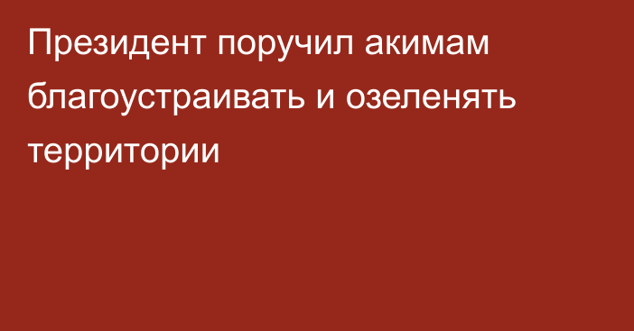 Президент поручил акимам благоустраивать и озеленять территории