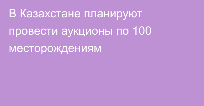 В Казахстане планируют провести аукционы по 100 месторождениям